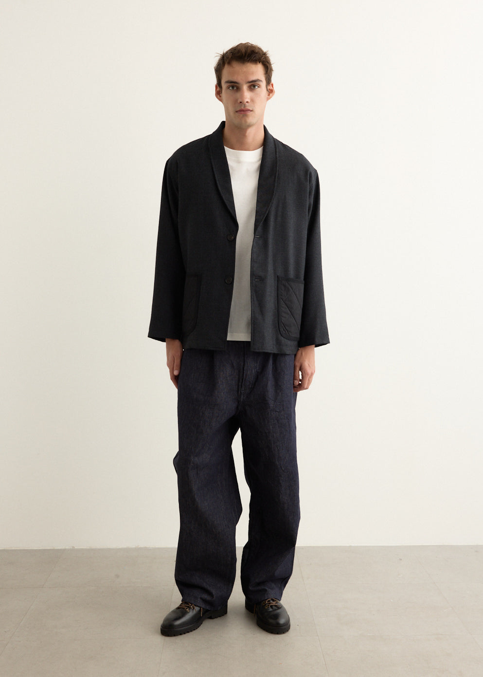 Wool Houndstooth Patch Pocket Jacket