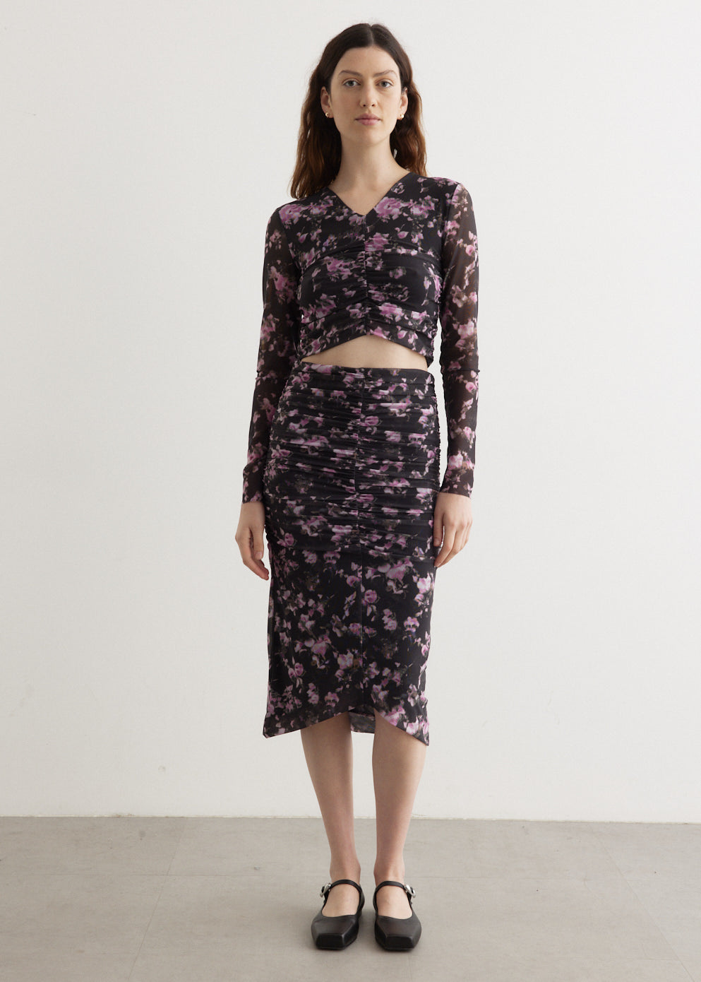美品✨GANNI ガニー　Mesh Ruched Midi Skirt Ganni Honey — Sarah Christine