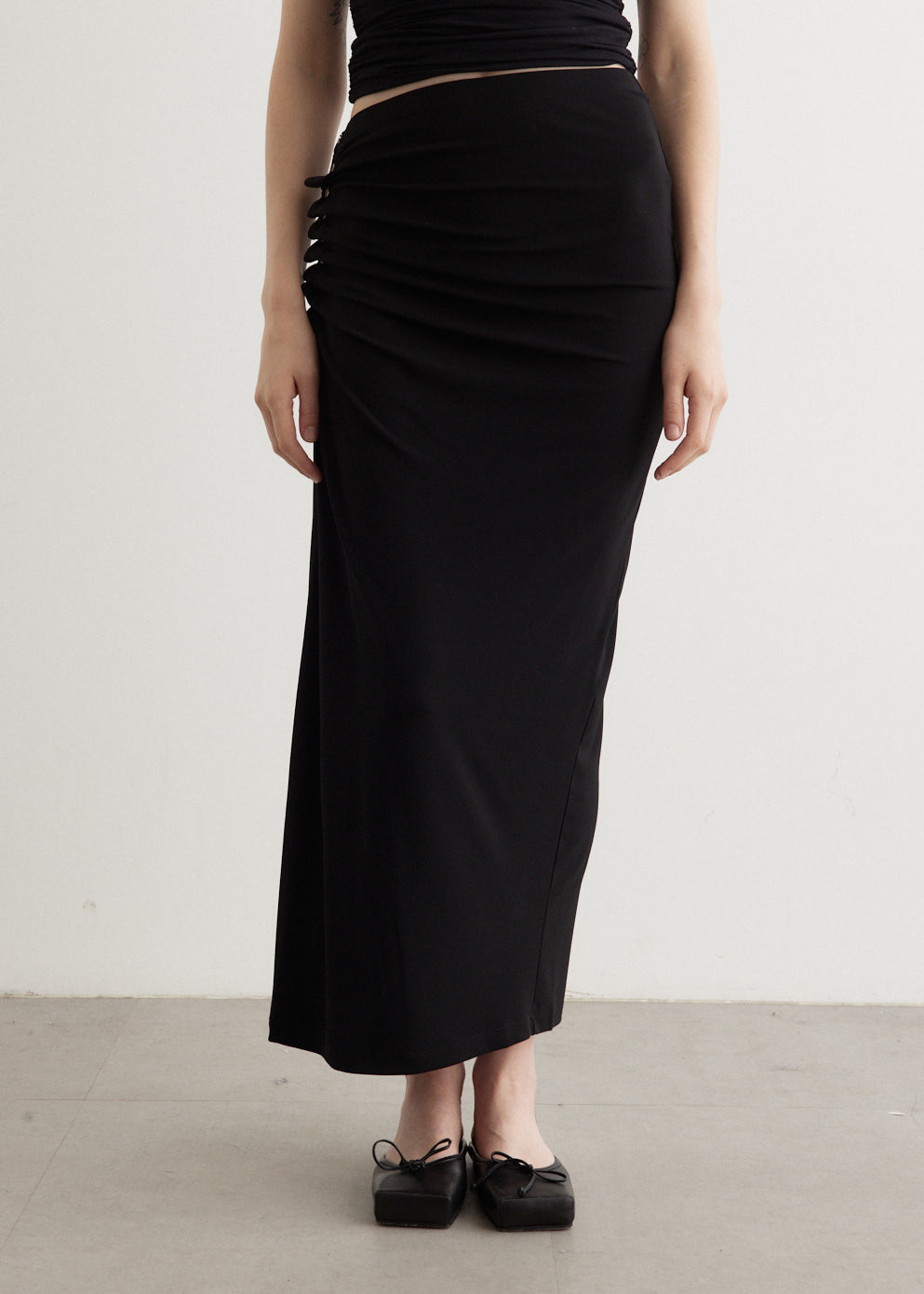 スカート RABANNE Woman Skirt Black 24AJJU515VI0386 P001 Ruch Detailed Skirt