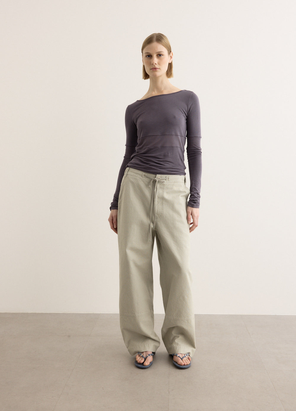 Washed Cotton Wide Pants