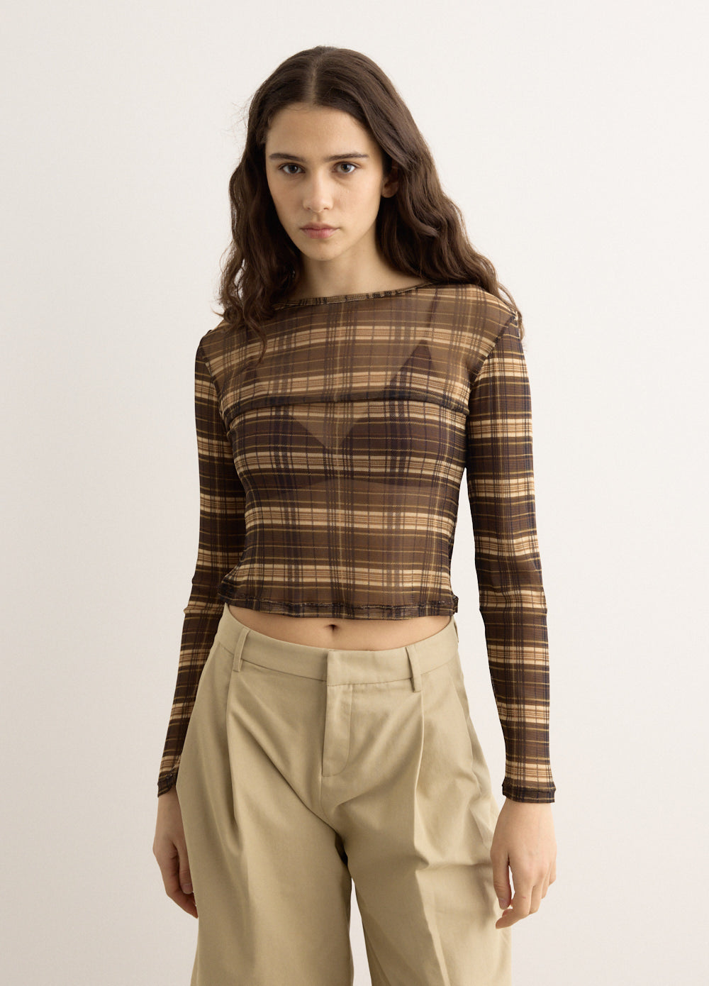 Silky Knit and Mesh Straight Top
