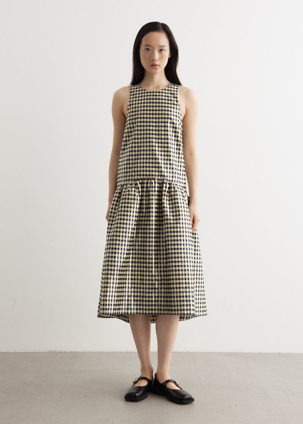 ganni shiny check jacquard midi dress Shiny Check Jacquard Midi Dress
