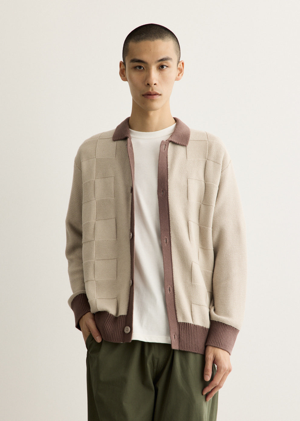 Check Panel Cardigan