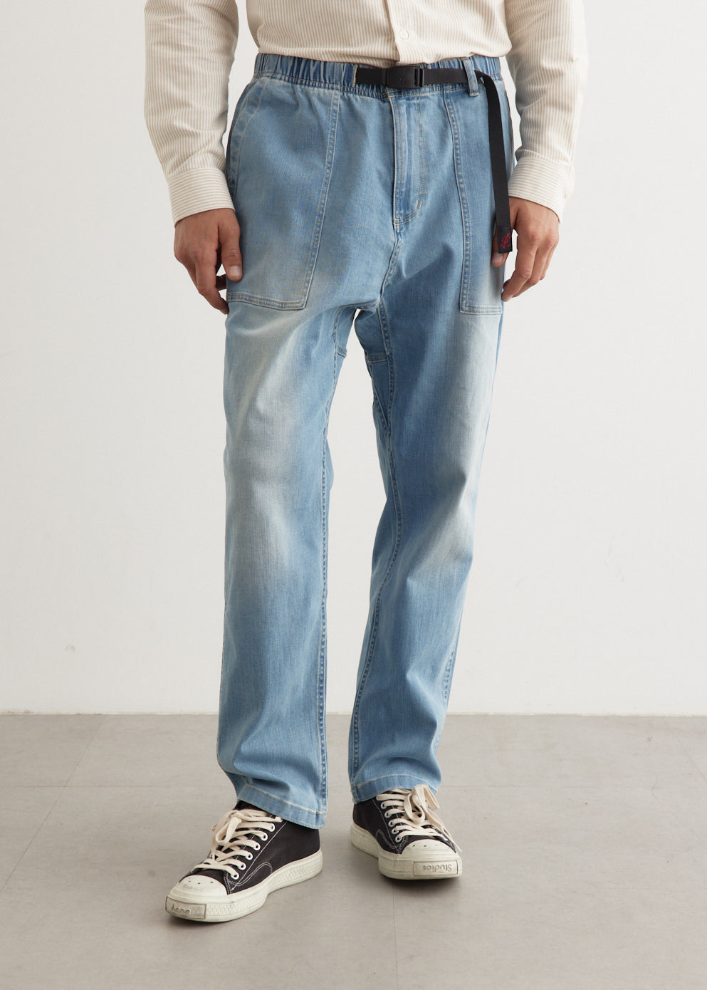 Stretch Denim Loose Tapered Ridge Pants