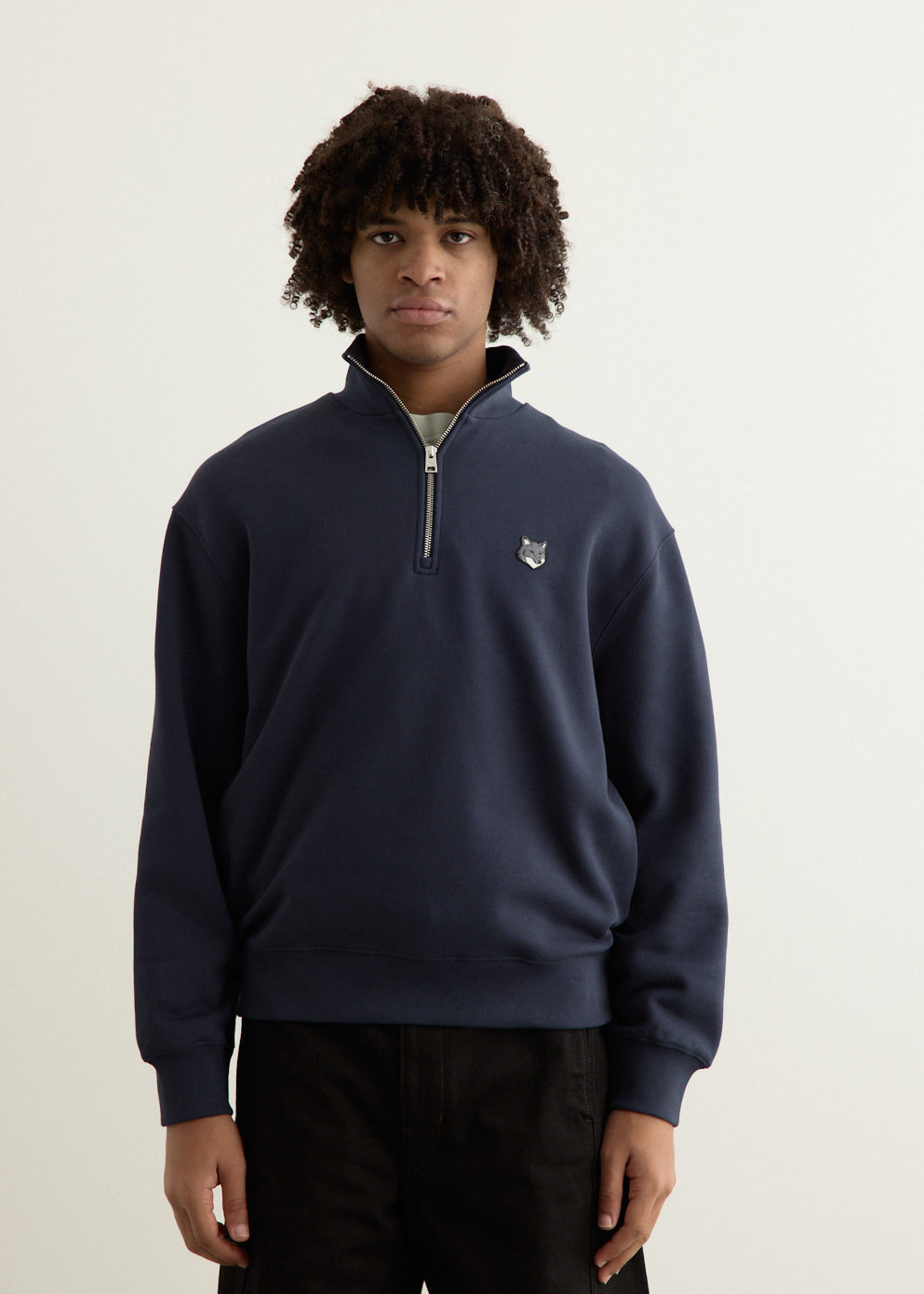 Grey Fox Head Patch Comfort Half Zipped Sweatshirt