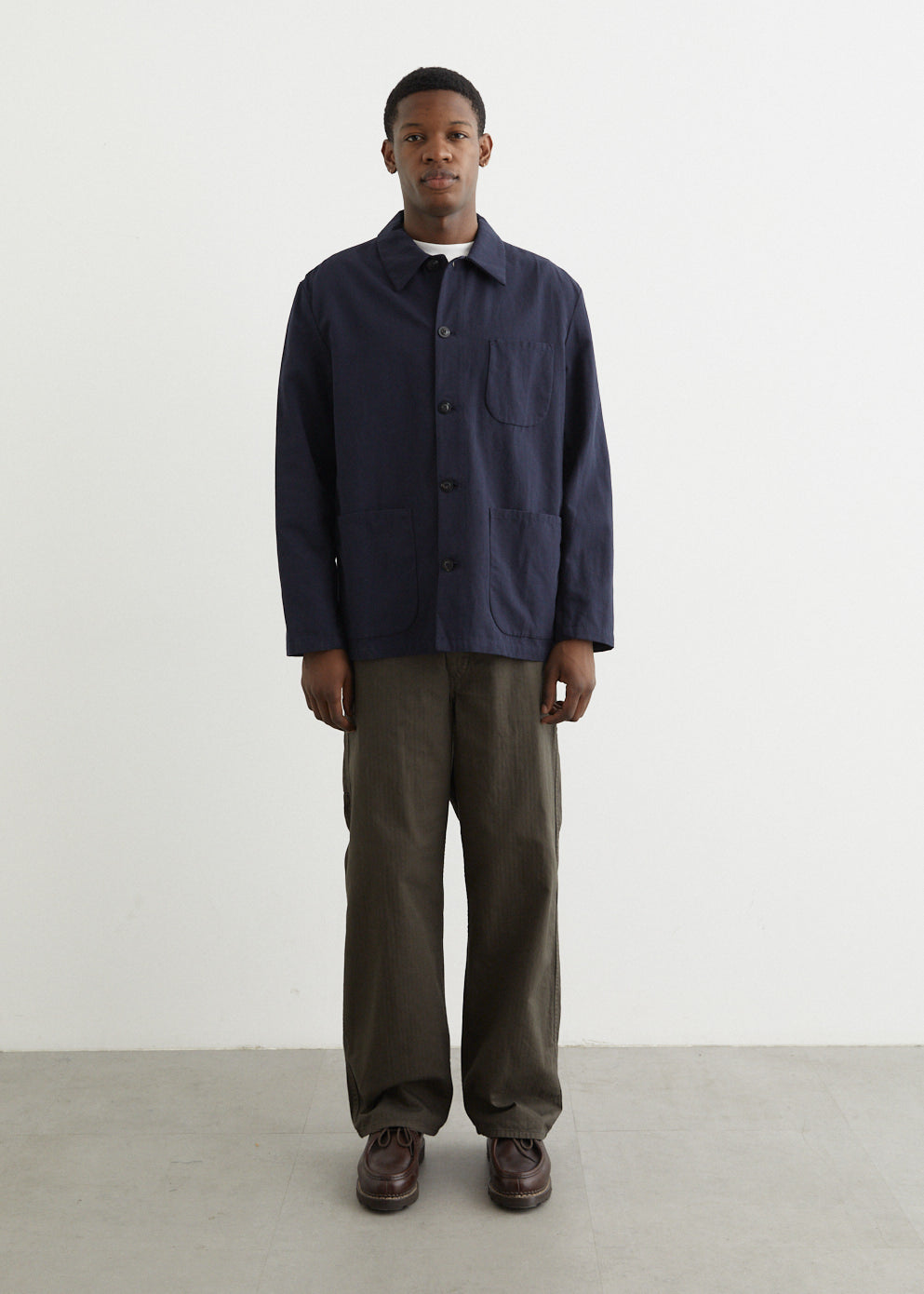 jjjjound French Chore Jacket - Linen French Blue Cotton