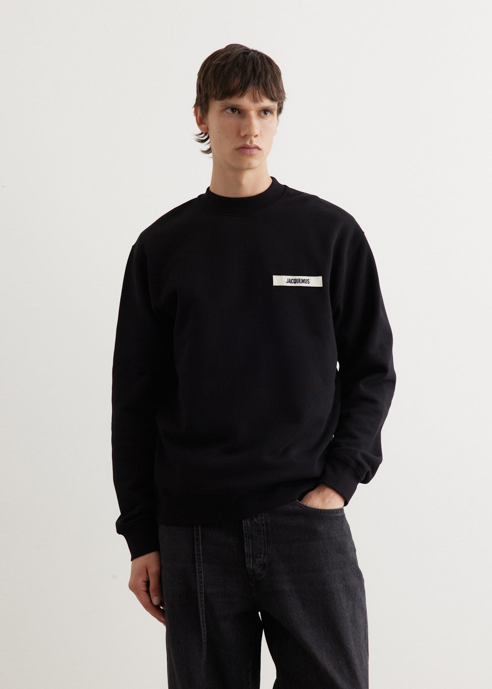 ★JACQUEMUS★ Le Sweat Grosgrain Man to Man Black 245JS20620 Le Sweatshirt Gros Grain