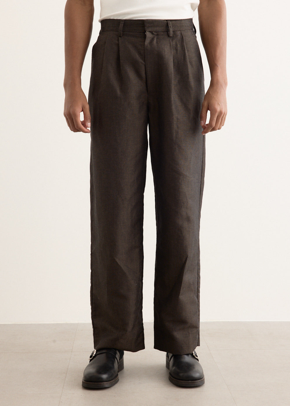 Wool Linen Tailored Trousers