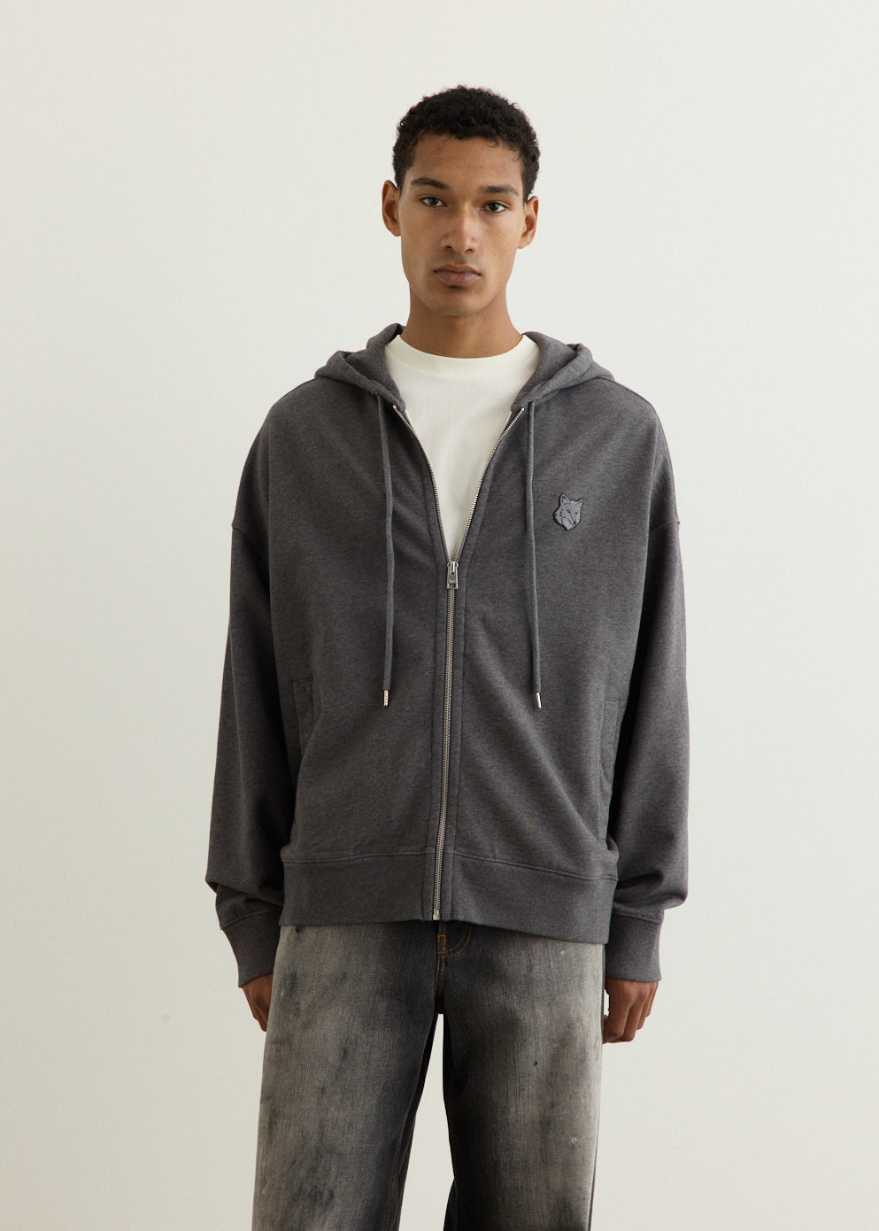 Bold Fox Head Patch Full Zip Oversized Hoodie