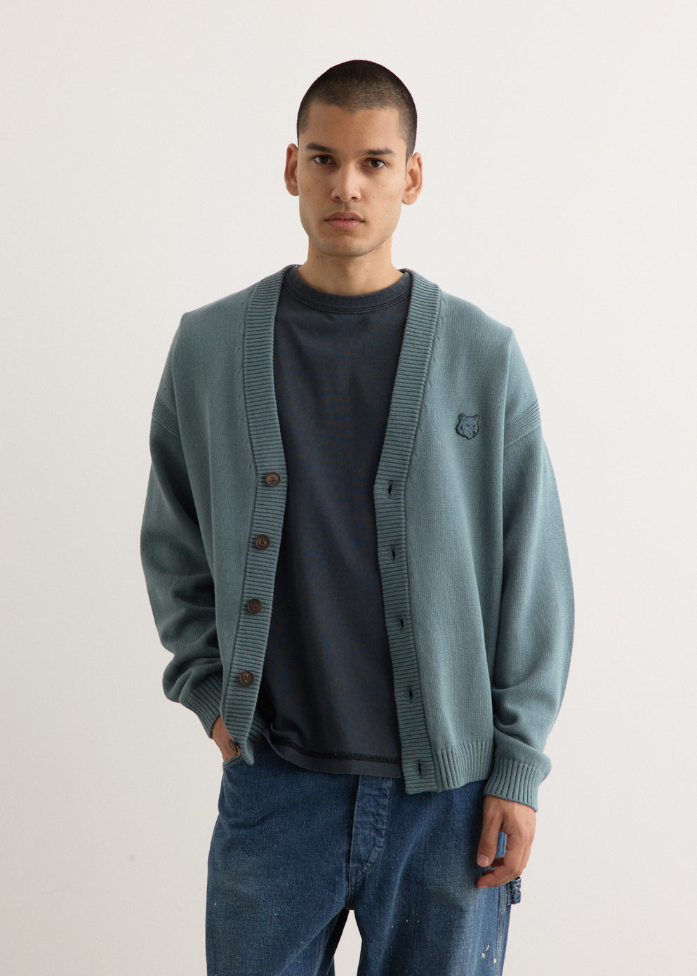 オ*ー様 MAISON KITSUNÉ カーディガン L Bold Fox Head Patch Comfort Cardigan