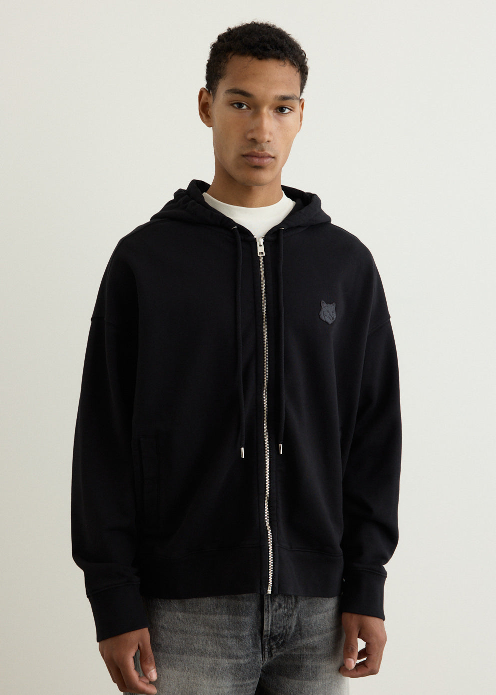 Bold Fox Head Patch Full Zip Oversized Hoodie
