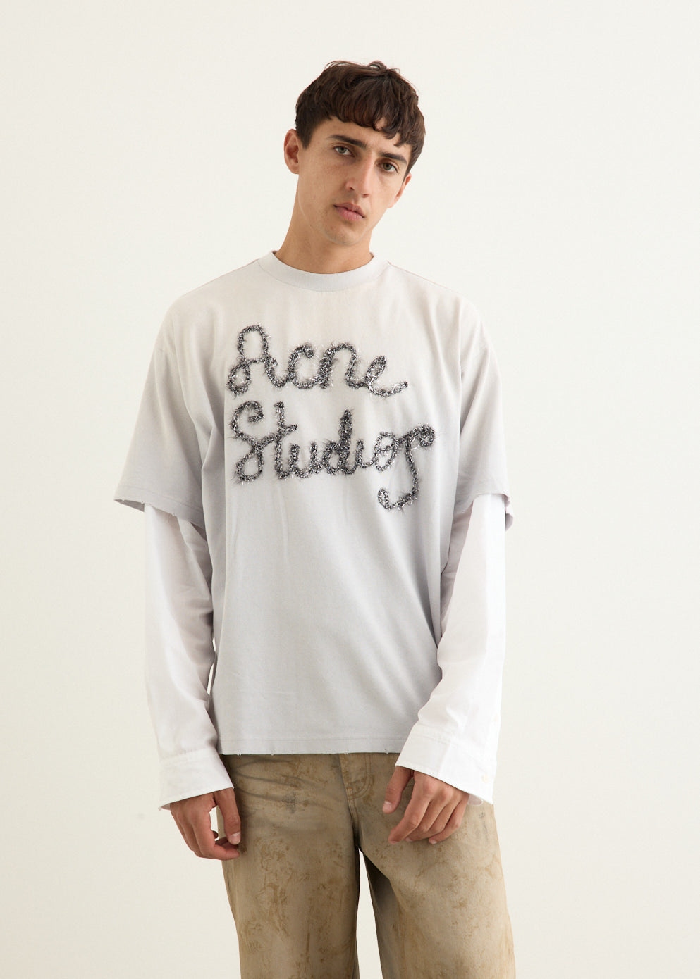 Edra Double Pop Tinsel Layered Logo T-Shirt