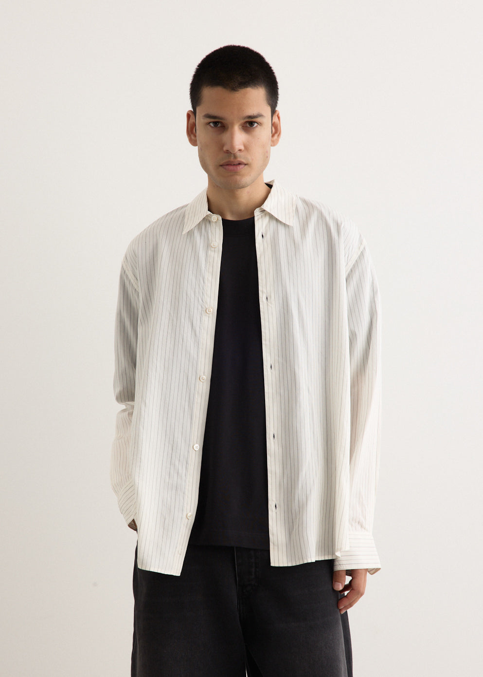 View Stripe Silk Boxy Shirt