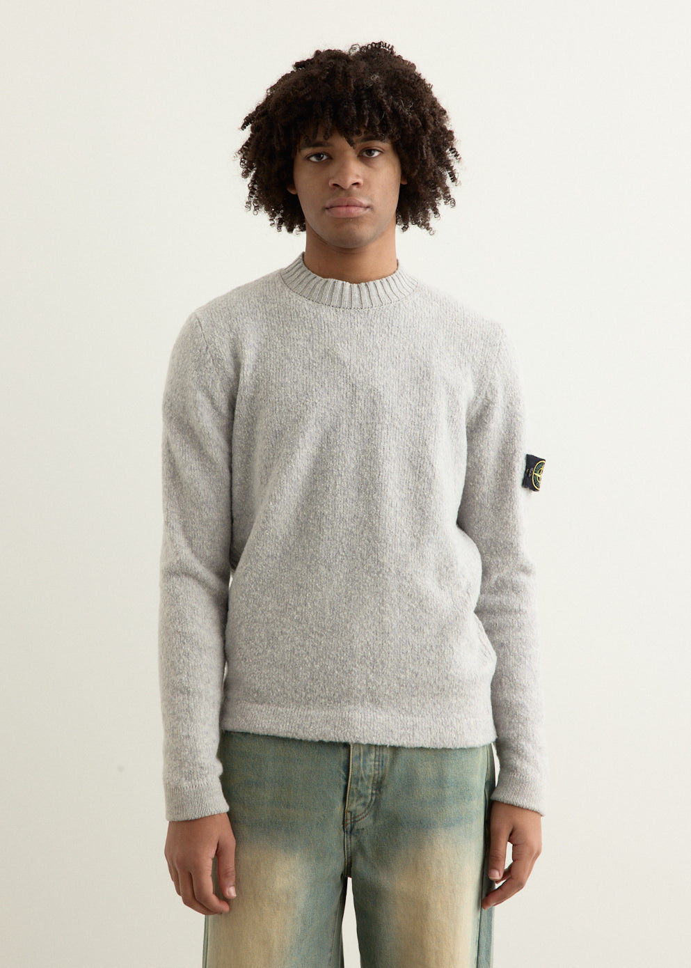 Field Sweater Grain Stitch Fancy Yarn With Contrast Stitch Sweater