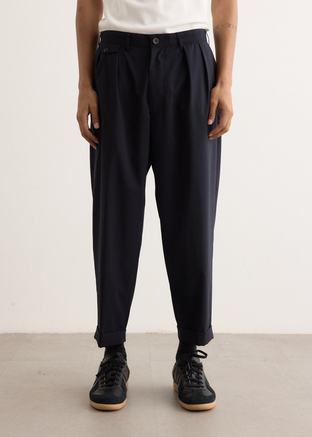 パンツ BEAMS PLUS 2Pleats Wool Tropical NAVY L Beams Plus 2Pleats Wool Tropical Dark Navy