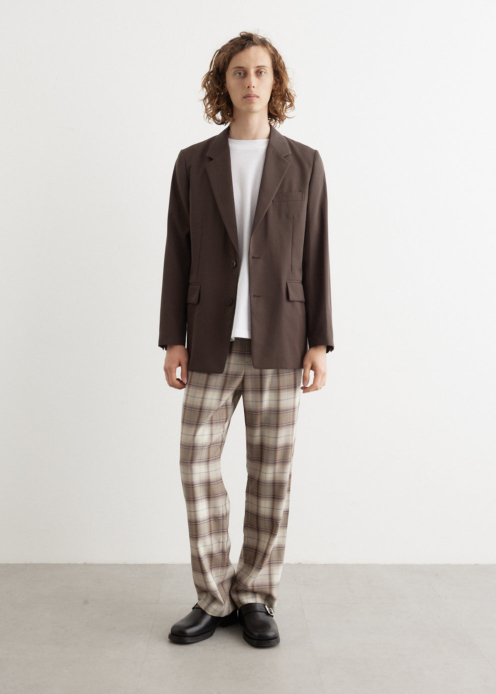 Super Light Wool Check Easy Slacks