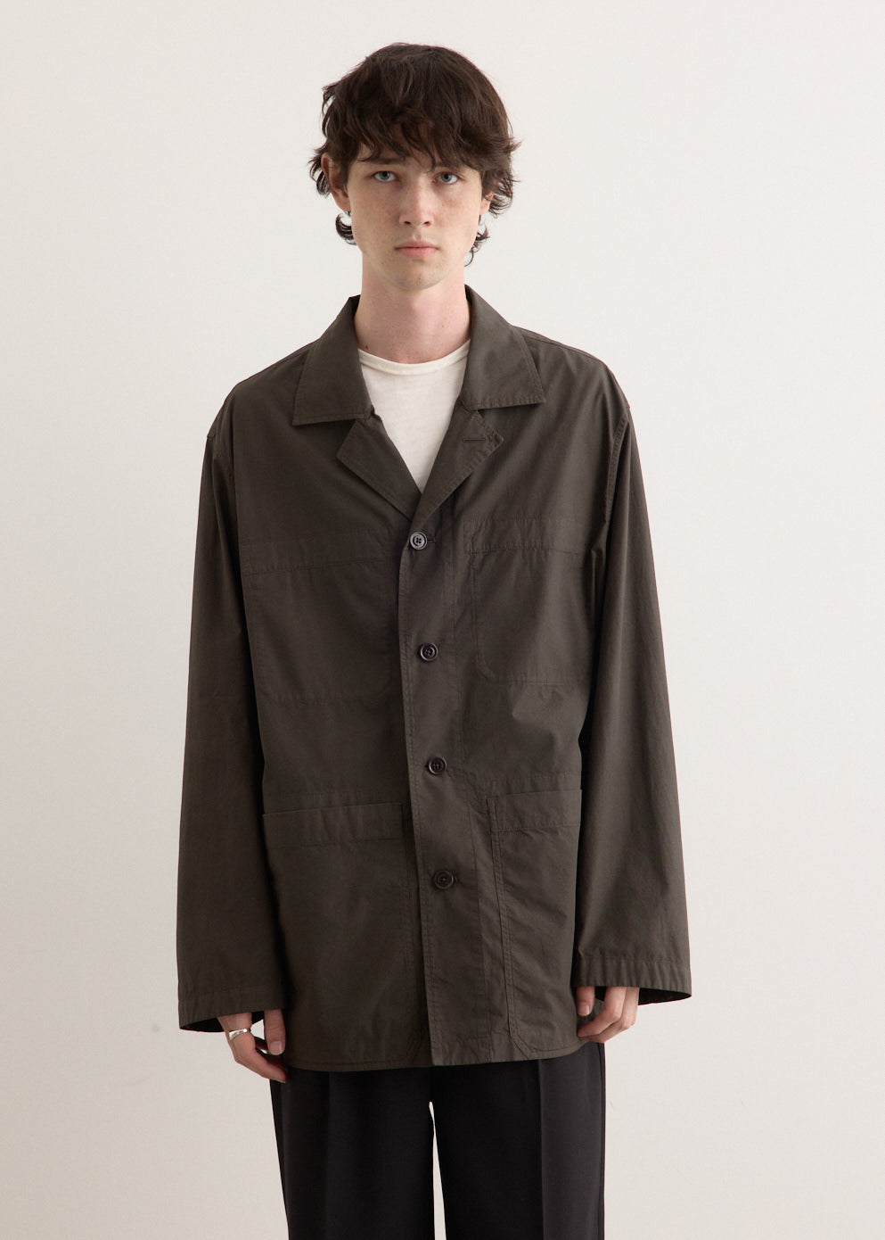 ジャケット・アウター Lemaire Workwear Jacket Sz.46 Squid Ink Men's Workwear Cotton Linen Jacket — Squid Ink – La Garçonne