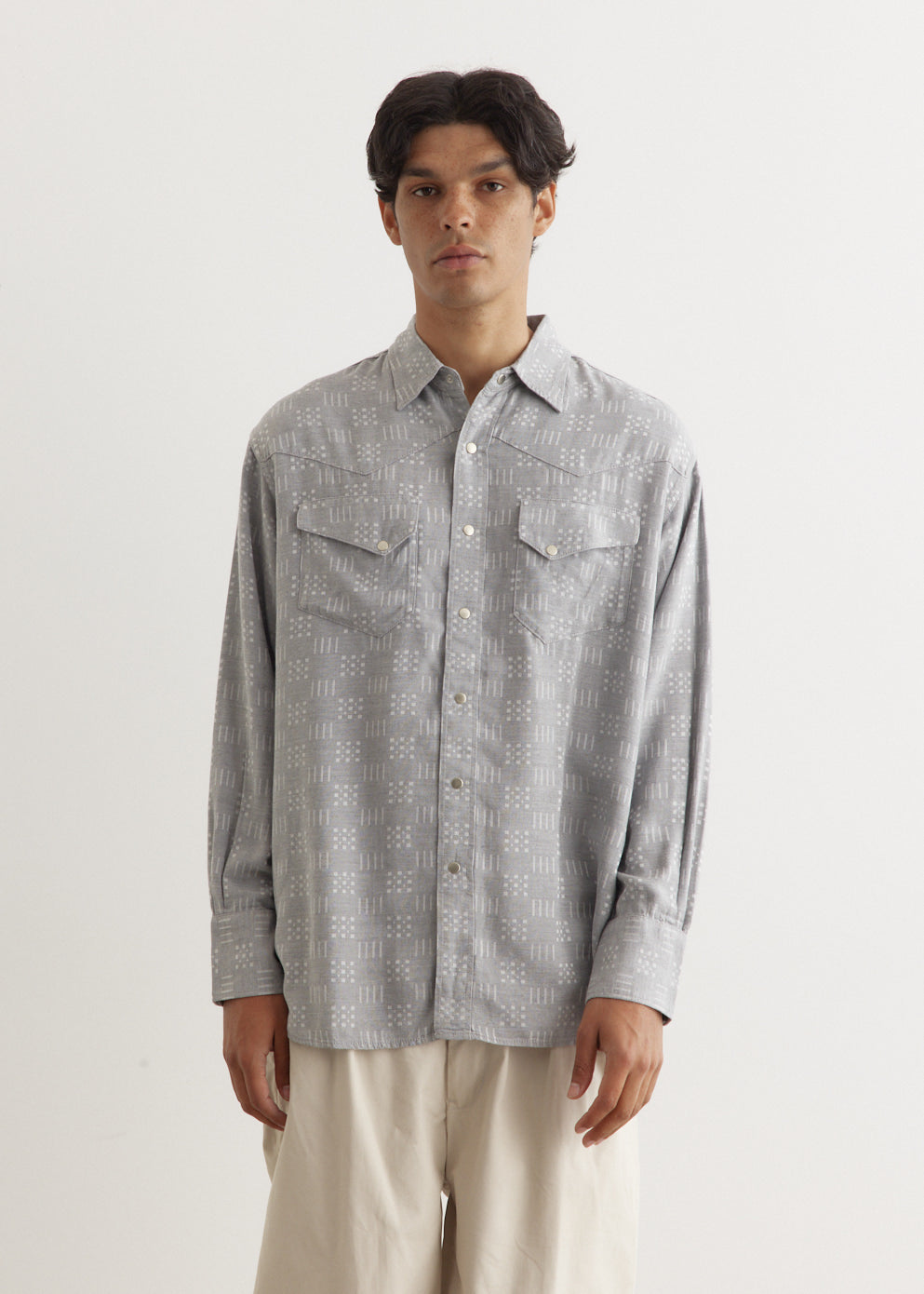 Riley Western Shirt in Denim Jacquard main image 1
