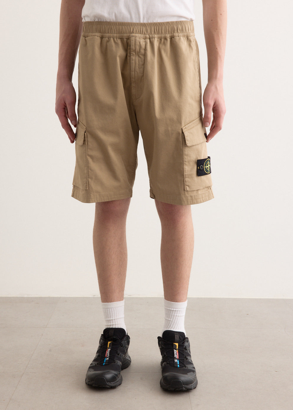 Organic Stretch Cotton Satin Cargo Shorts