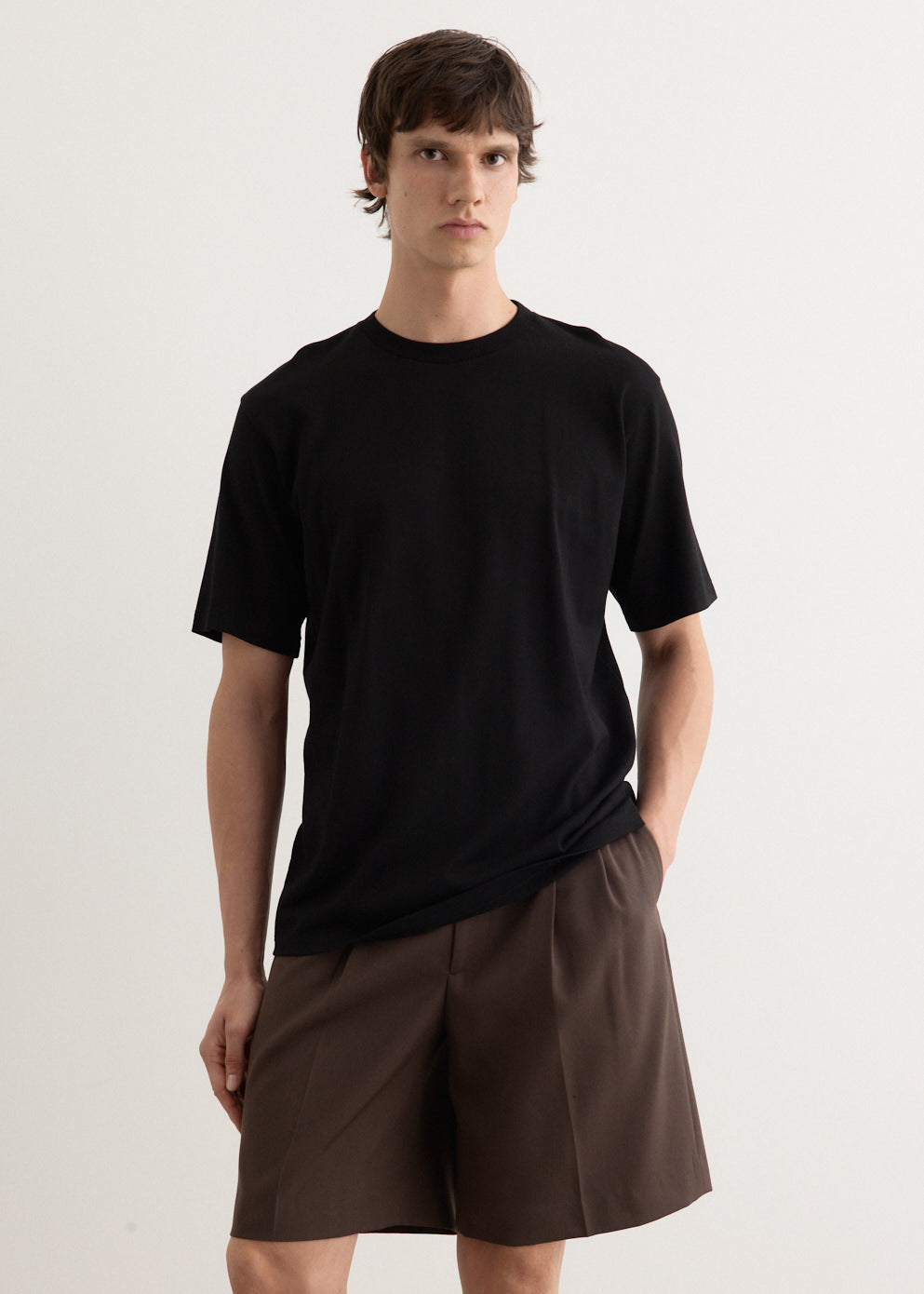 Tシャツ・カットソー AURALEE 25SS Black Luster Plaiting T-Shirt A00P02GT BLACK Feb2021Session17140_TMHILHPS20
