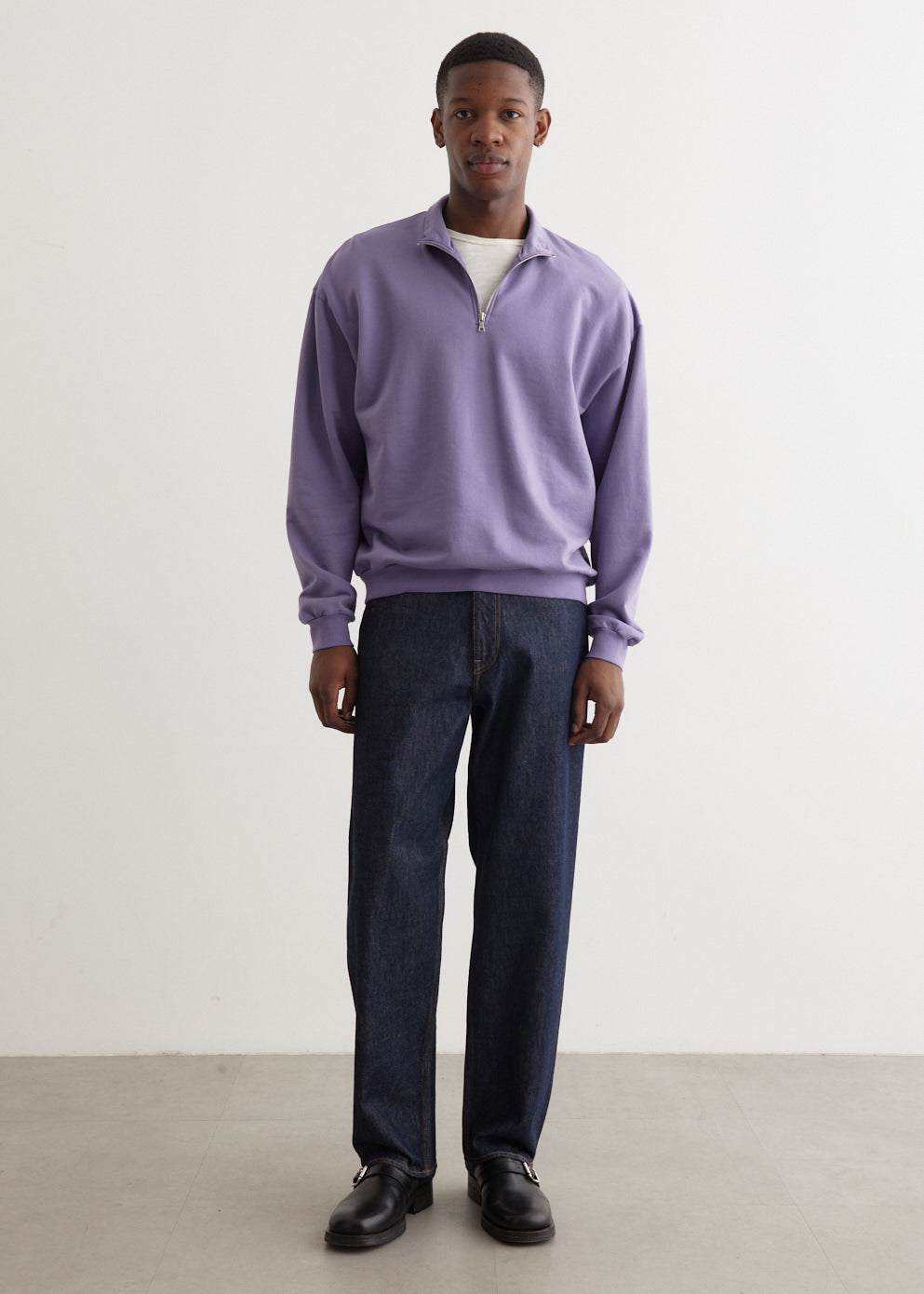 Elastic High Gauge Sweat Half Zip Pullover