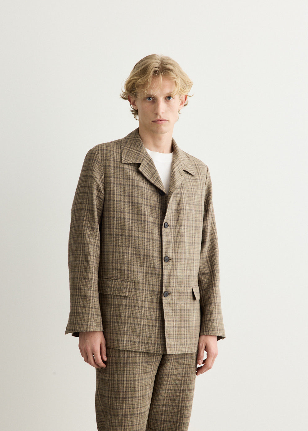 Silk Linen Nep Check Jacket