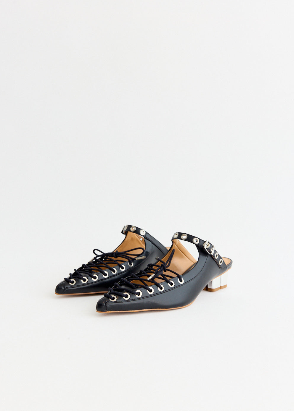 Oleatex Eyelets Lace Up Mules
