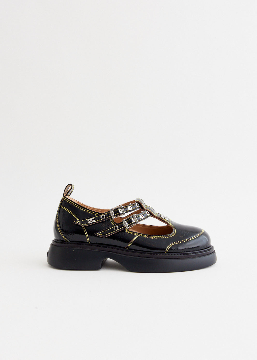 送料・関税込【GANNI】EVERYDAY BUTTERFLY MARY JANE FLAT SHOES Butterfly Mary Jane flats in black - Ganni | Mytheresa