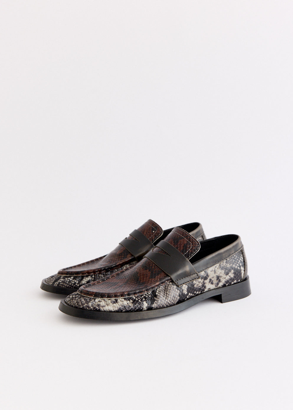Zita Brown and Grey Moccasin Loafers