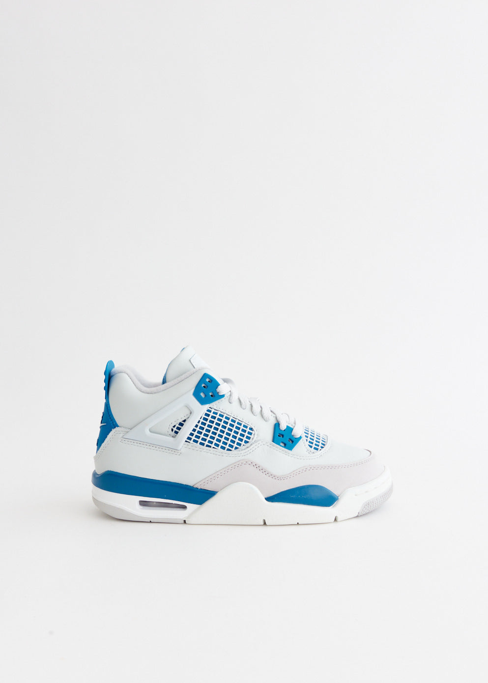 Blue and white jordan 4 on sale