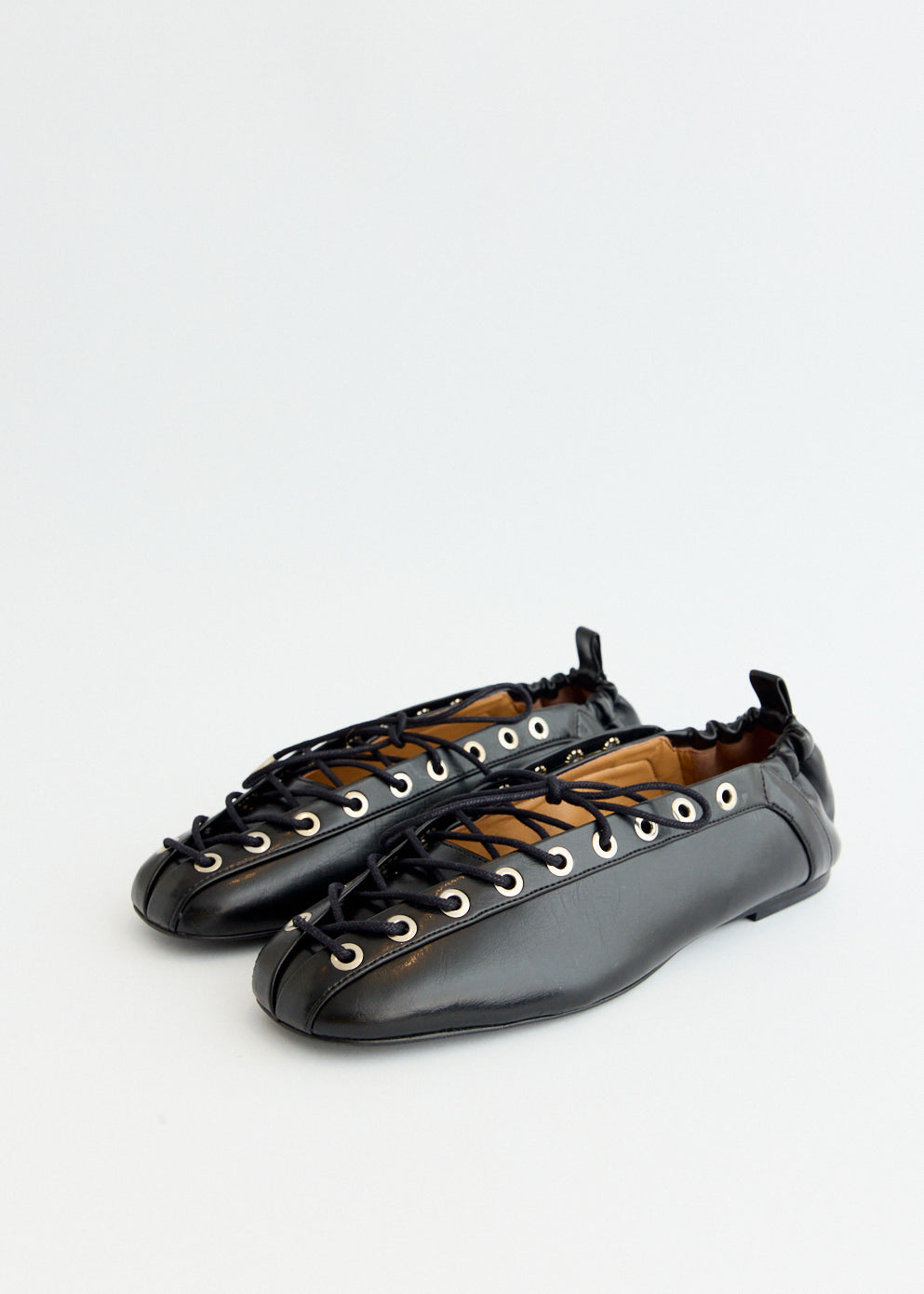 Eyelets Lace Up Ballerinas