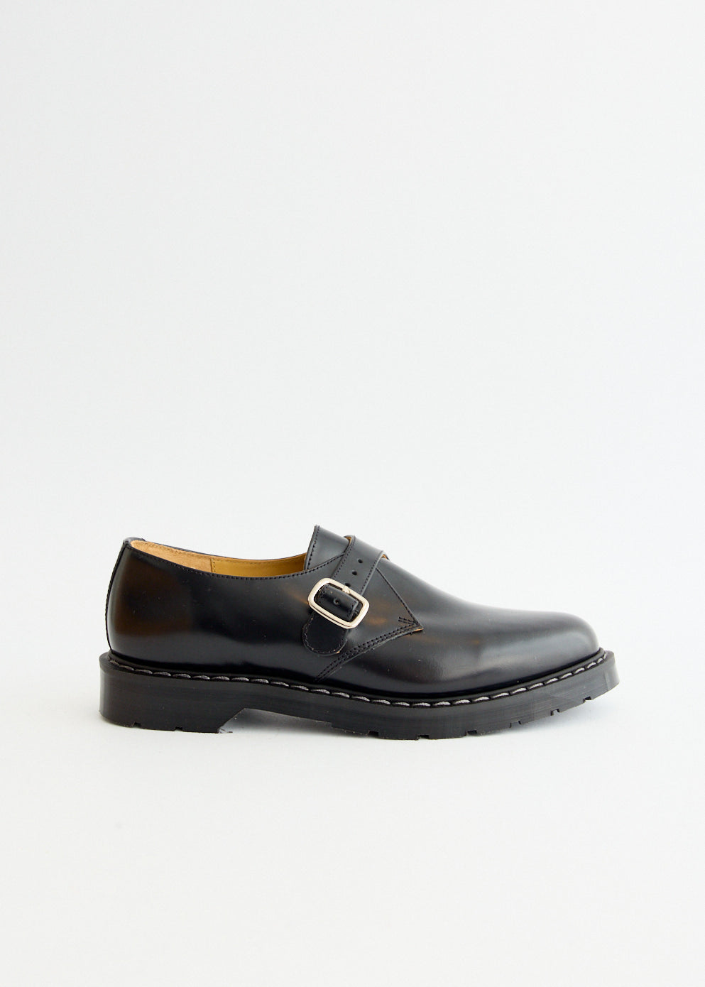 Solovair Buckle Monk Shoe Solovair Monk Strap Black Hi-Shine - Main Image