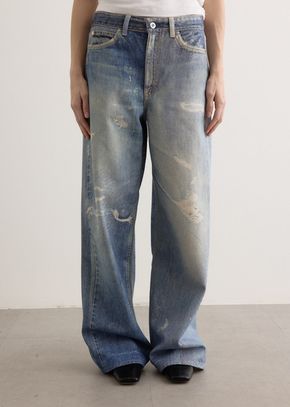 Full Cut Digital Print Denim Jeans - Main Image