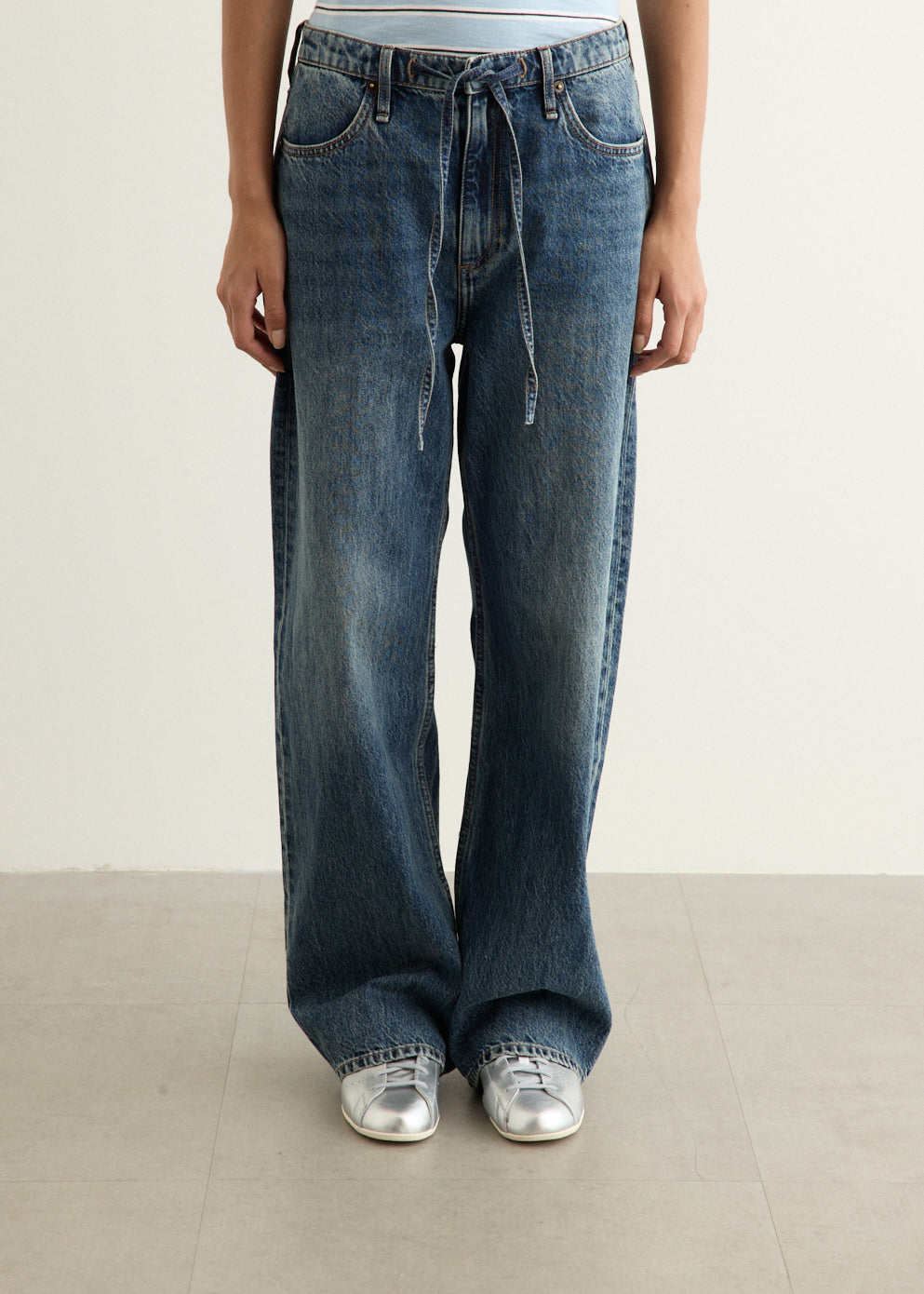 Phoebe Drawstring Wide Jeans