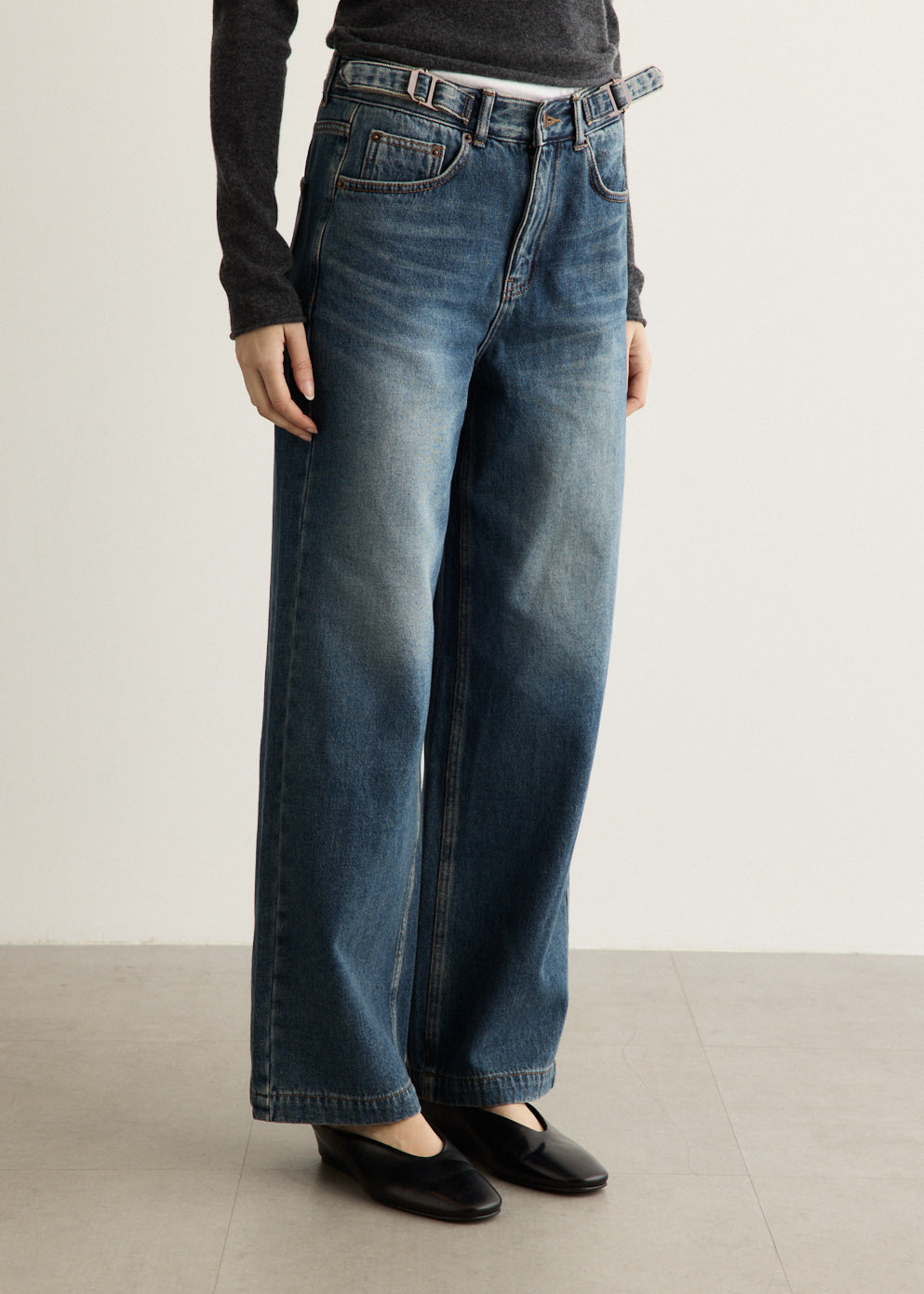 Brushed Fleece Buckle Jeans