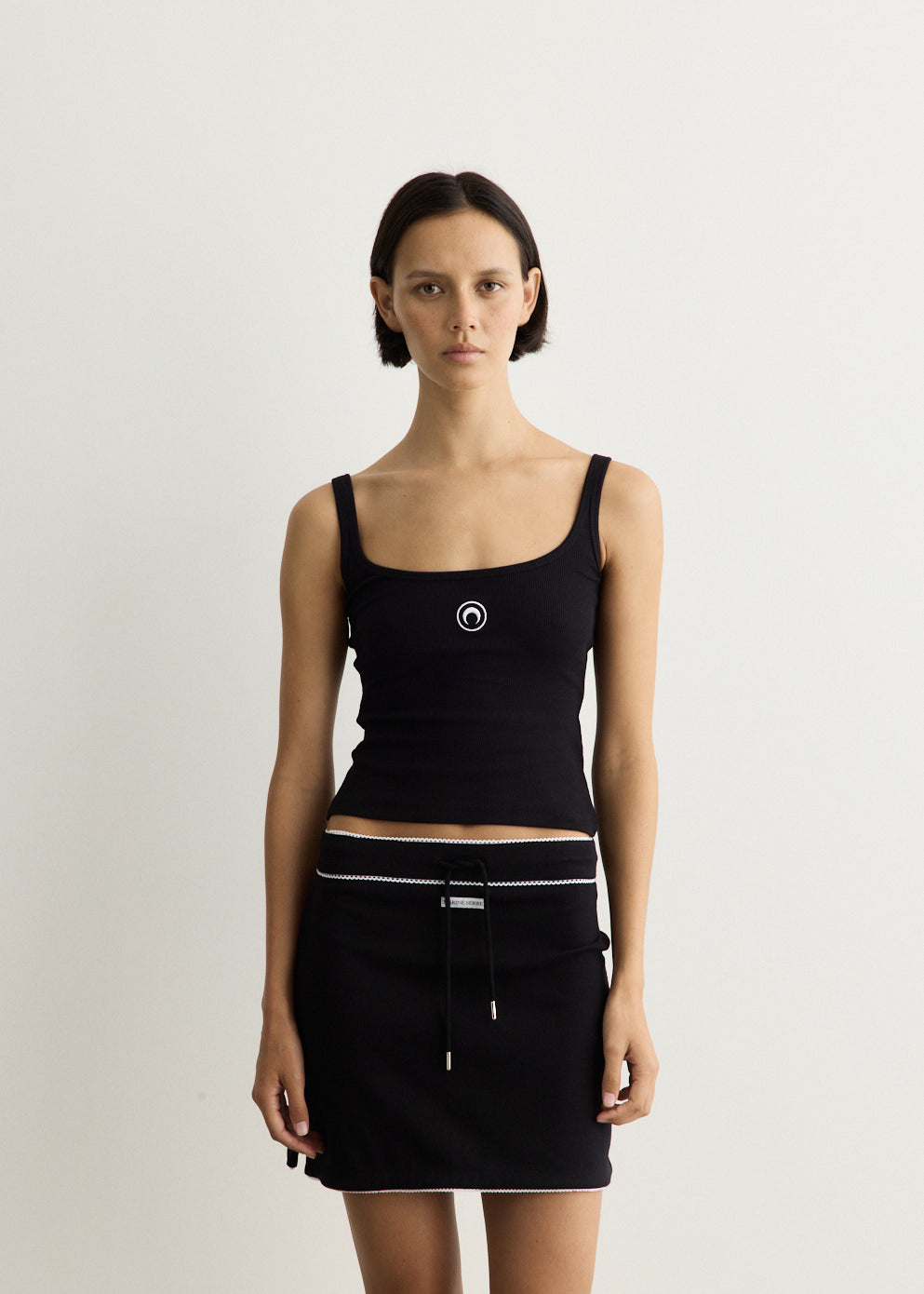 Moon Logo Ribbed Jersey Crop Tank Top