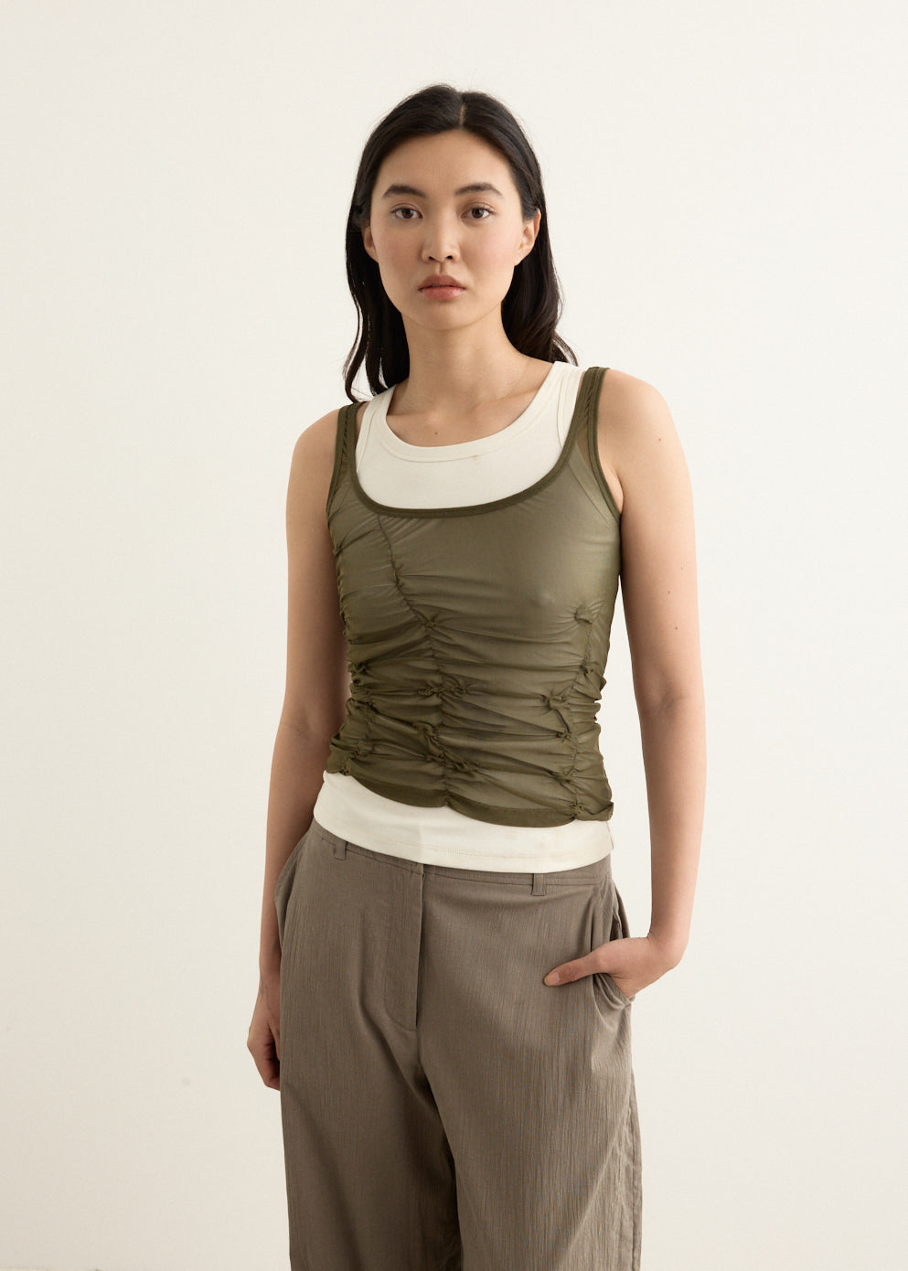 Horizon Double Layer Ruched Tank
