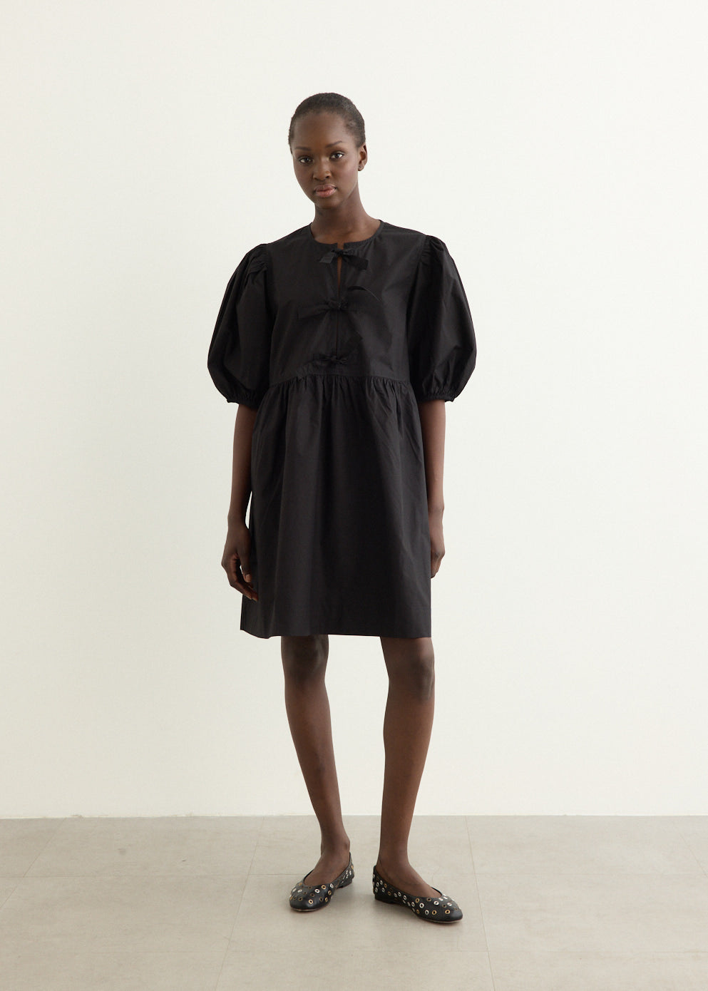 Cotton Poplin Tie String Mini Dress