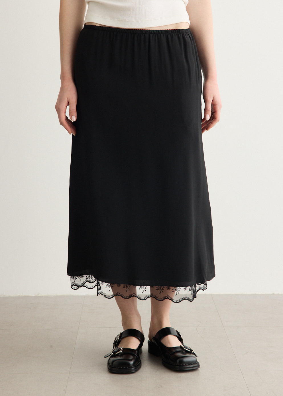 Lace Trim Negligee Skirt