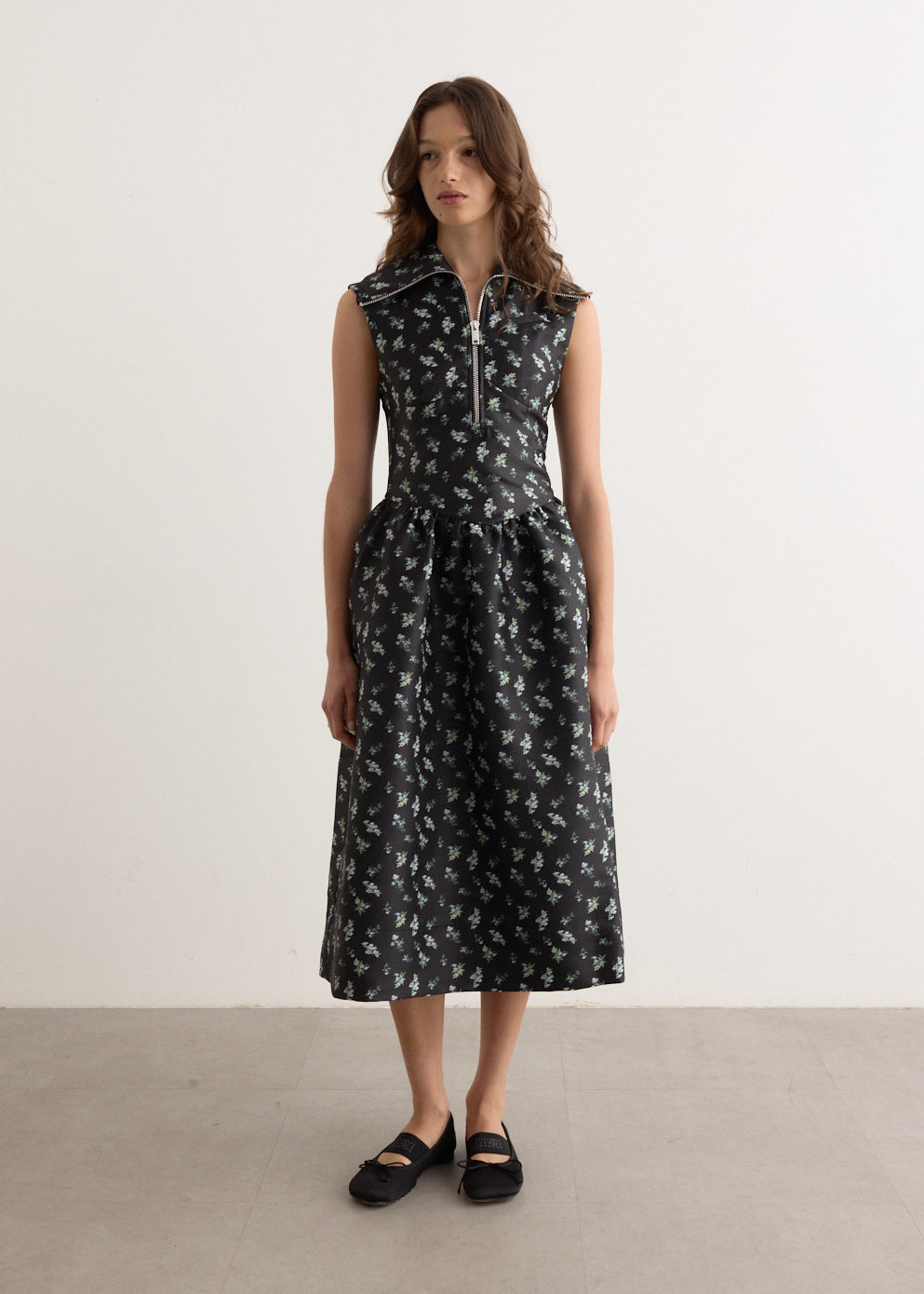 Dresses | Metallic Jacquard Volume Sleeve Midi Dress | Coast