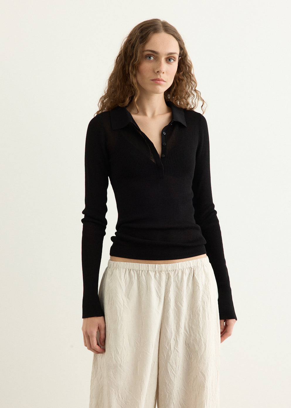 Petit Polo Knit Top