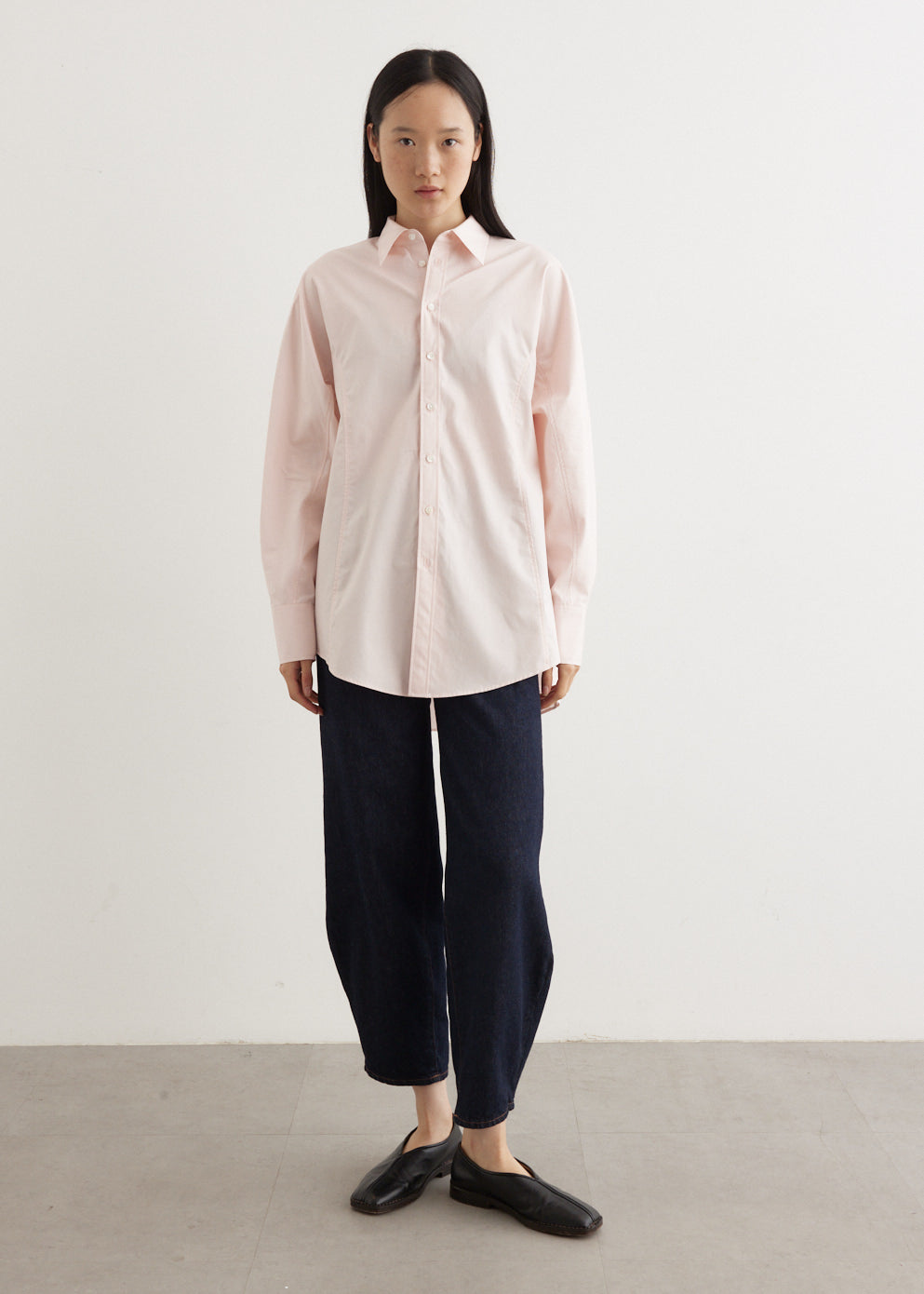 AURALEE HIGH COUNT FINX OX SHIRT PINK 5