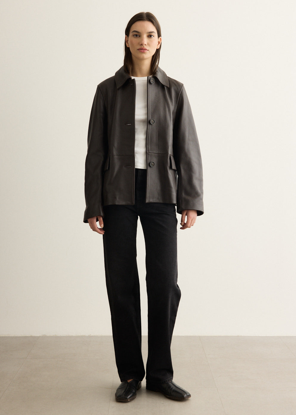 Grained Leather Jacket