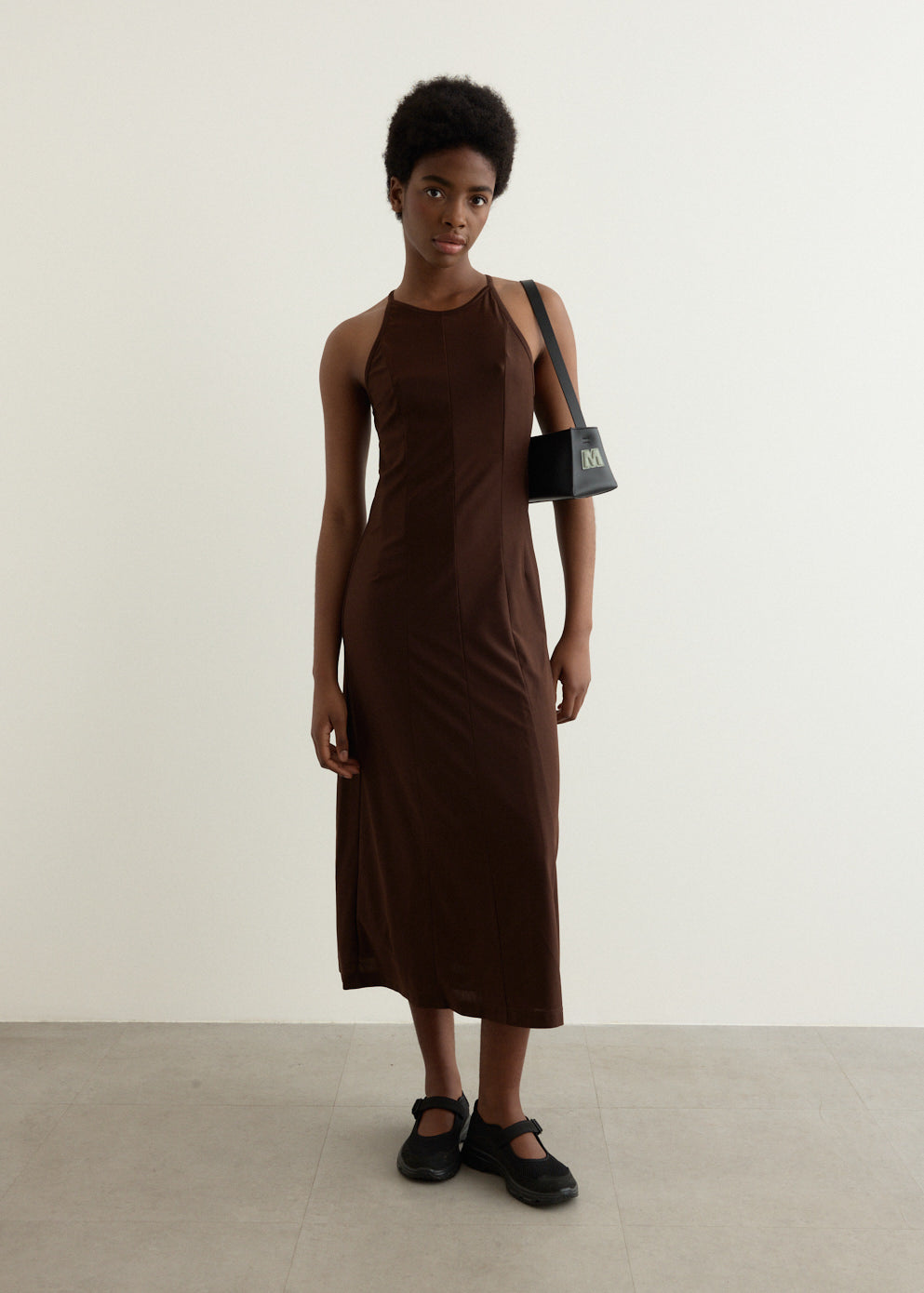 slim fit dress slacks Taupe Ribbed Side Slit Tank Dress main image 1
