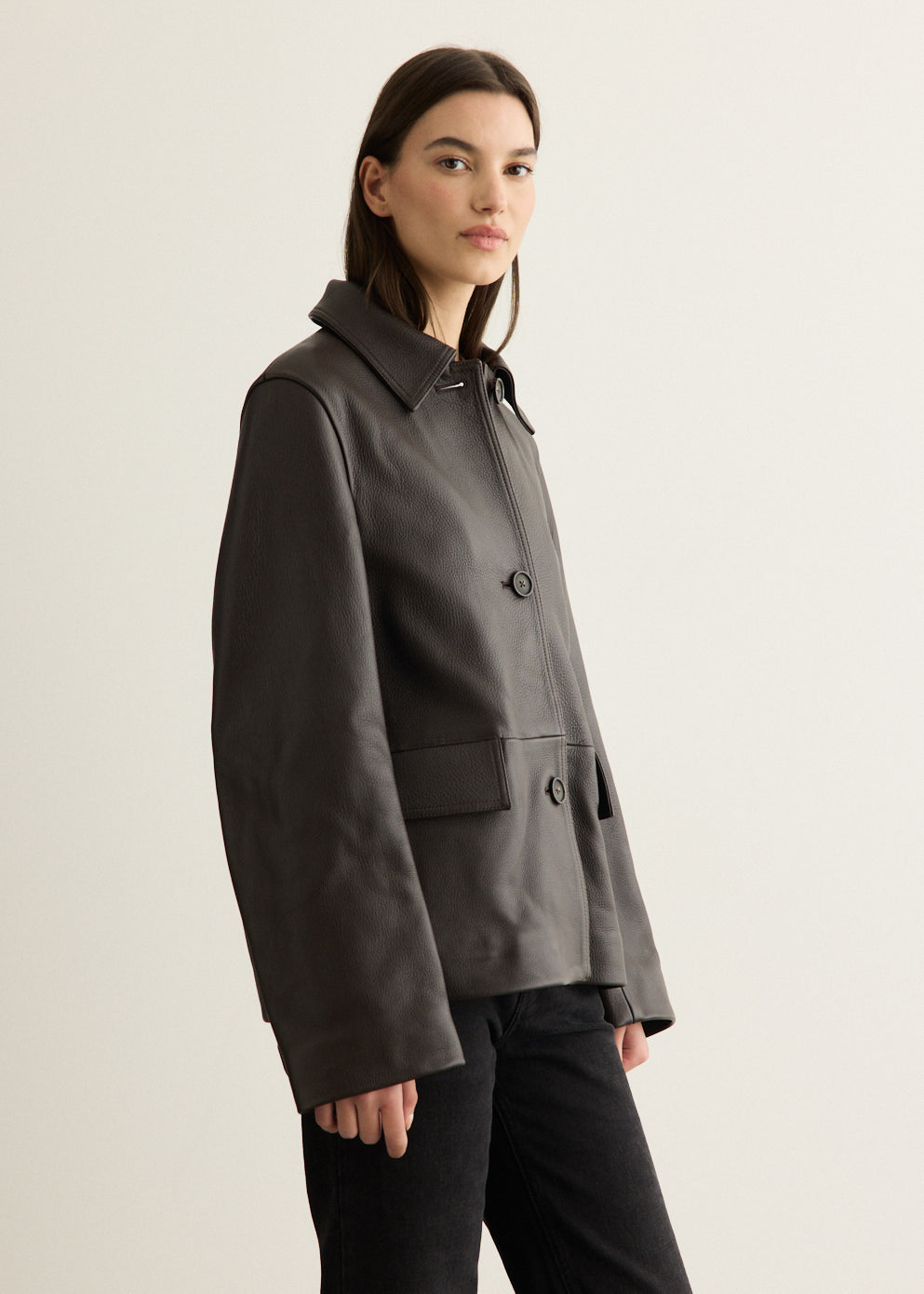 Grained Leather Jacket
