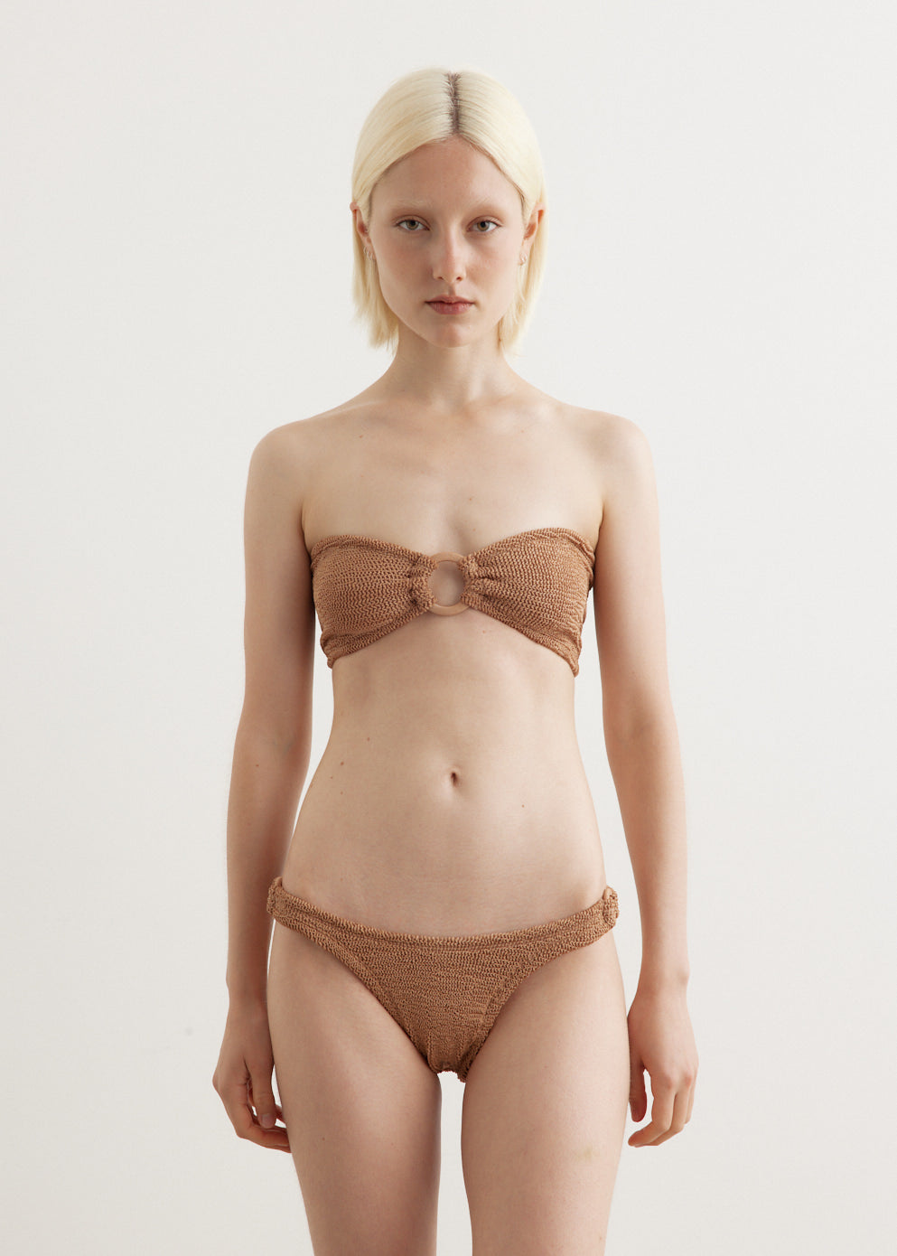 【関税込み】Hunza G グリーン Gloria Tonal Hoops ビキニ Hunza G Gloria Bikini Set Metallic Moss With Tortoise Ring