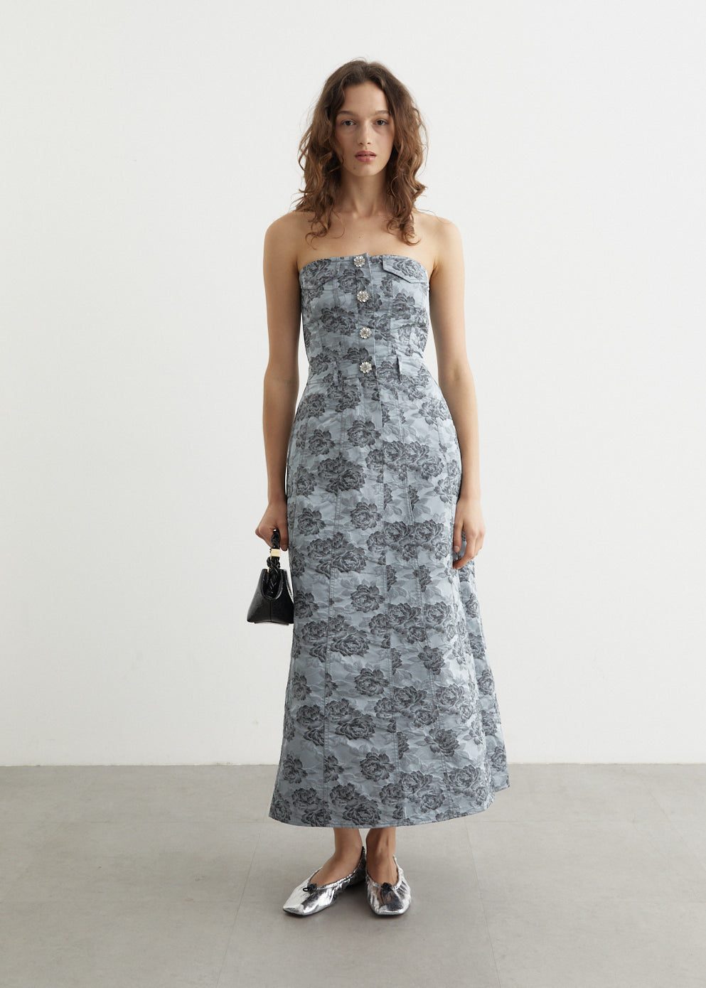 Botanical Jacquard Long Corsage Dress Botanical Jacquard Long Corsage Dress