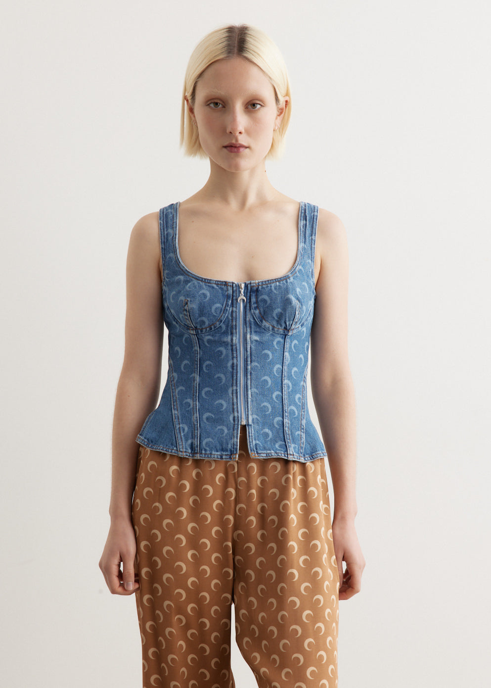 売れ筋商品|||マリーン セル Tシャツ レディース トップス MOON LASER CORSET - Top - light blue Moon Laser Denim Corset Top