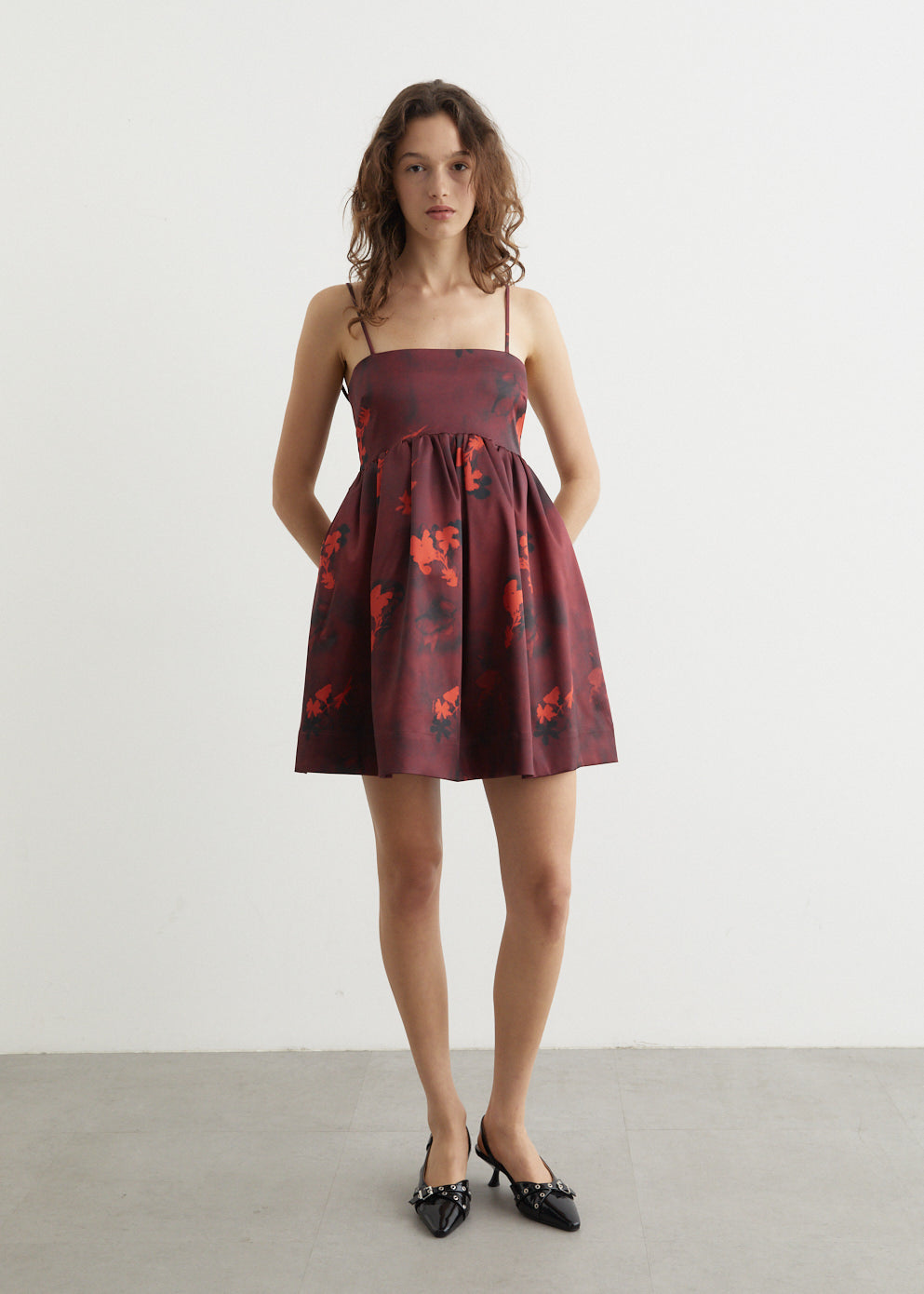 Printed Double Satin Strap Mini Dress Printed Double Satin Strap Mini Dress