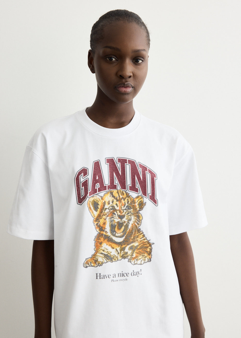 White Beaded Tiger T-Shirt